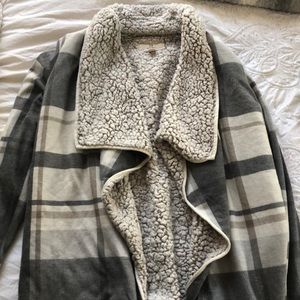Cozy plaid pull over sweater